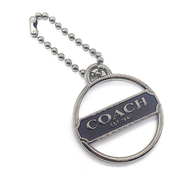 Rare COACH Espresso Enamel Medallion Purse Charm Keychain Fob Tag Retired - Picture 1 of 6